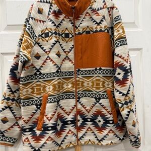 Alpine Design Jacket with Orange and Brown Accents
